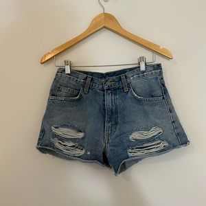 Carmar High Rise Jean Shorts with Rips Size 26